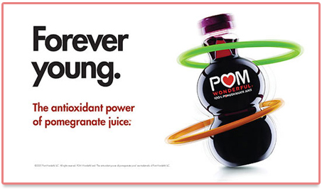 Publicité américaine pour le jus de grenade POM Wonderful - Logo en Vue