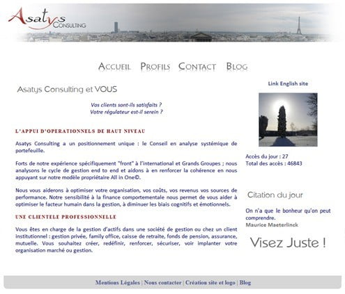 Ancien site d'Asatys Consulting - Création Logo en Vue