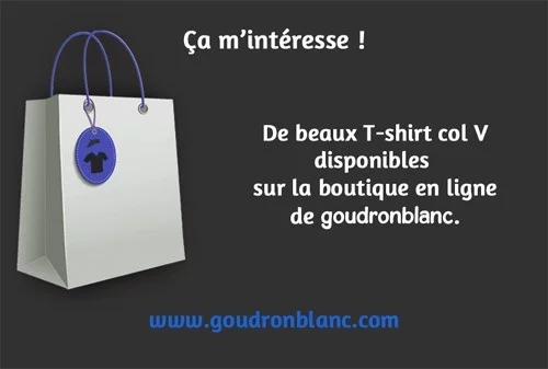 Boutique en ligne de T-shirt col V pour homme - GoudronBlanc
